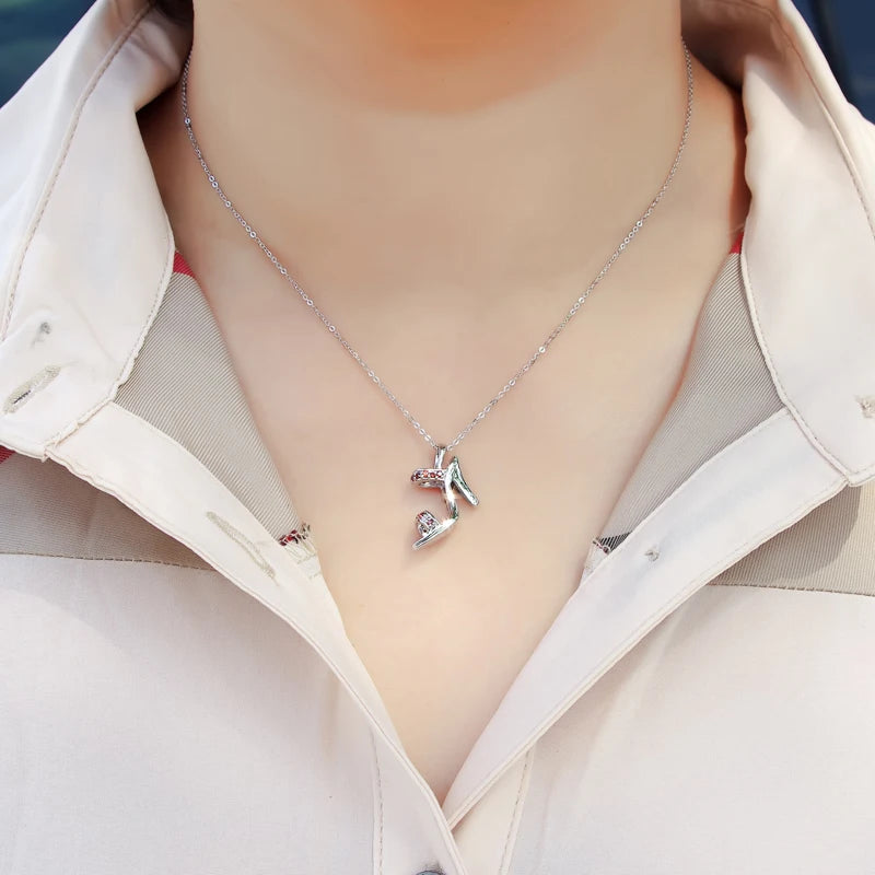 OnlyArt Red Garnet Silver 925 Shoes Pendant Necklace Model Fashion Women Choker Necklace For Gift With Free Silver Chain