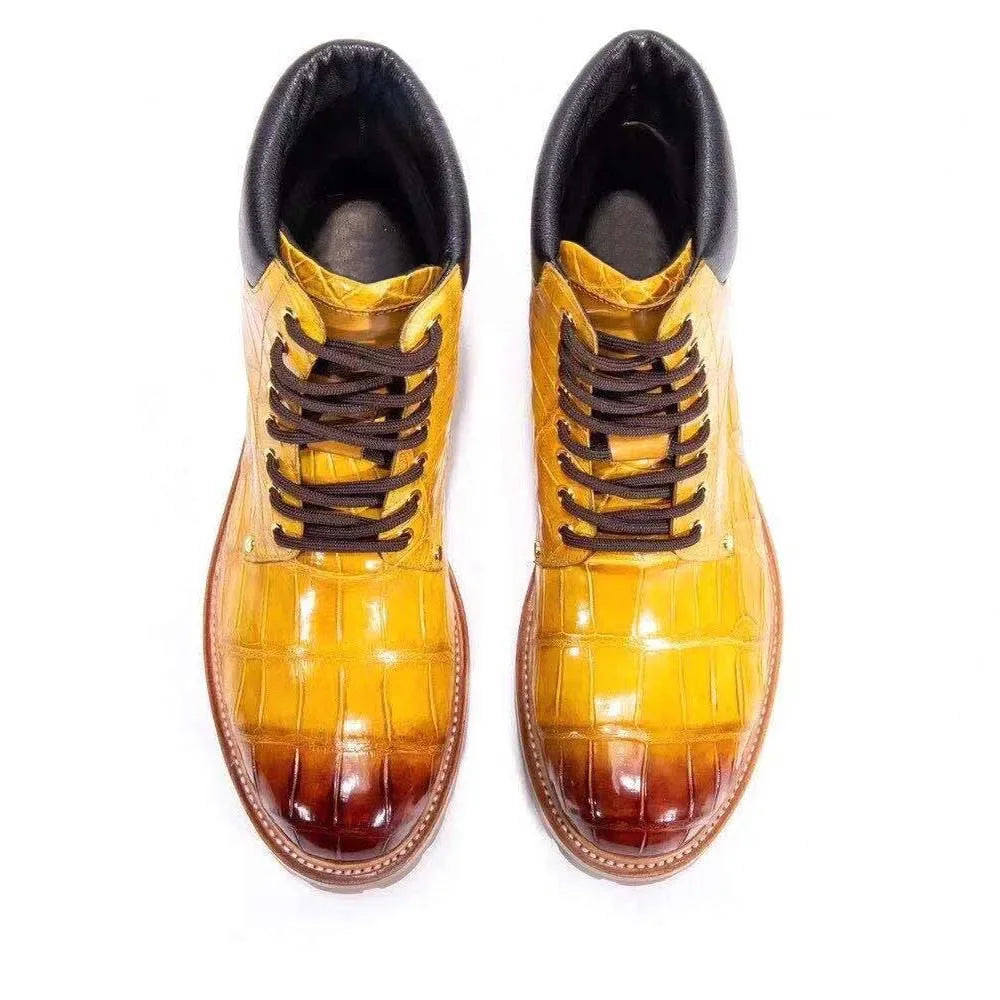 chue new men boots crocodile leather shoes crocodile boots male