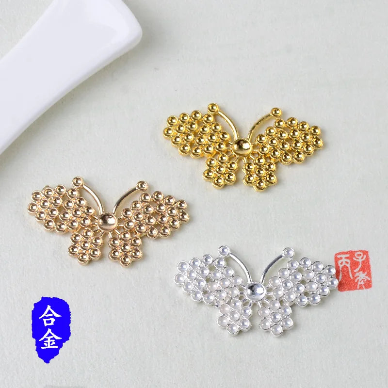 100 pieces set of new butterfly jewelry DIY handmade inlaid with pearl water crystal shoes and clothing bags are now approved