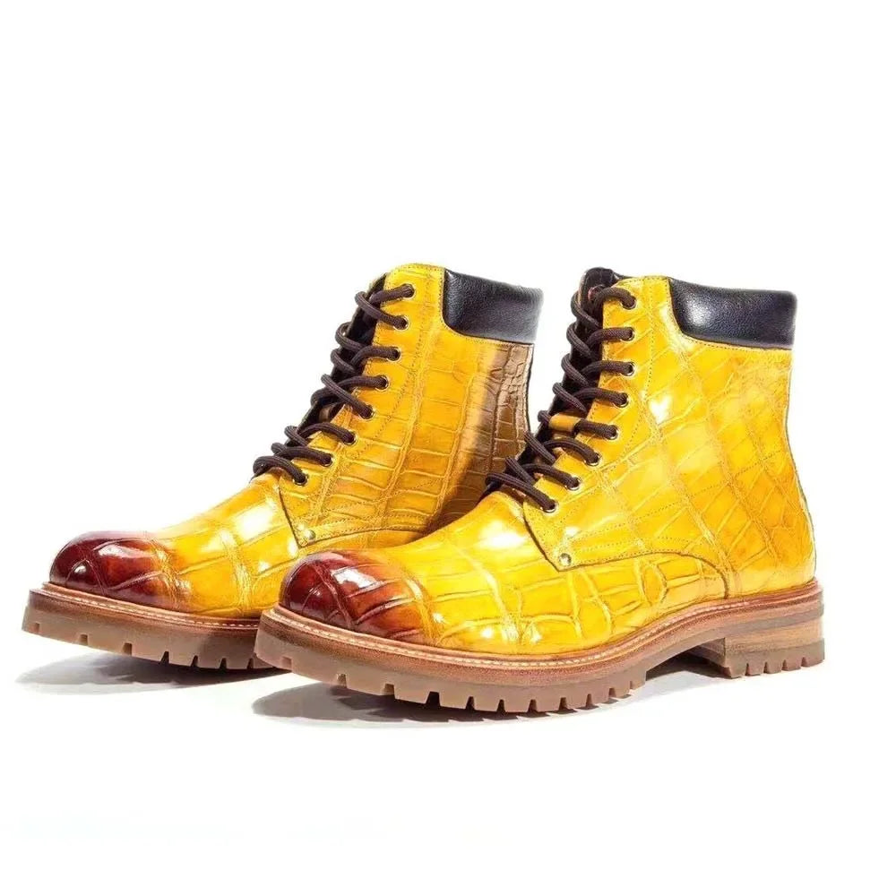 chue new men boots crocodile leather shoes crocodile boots male