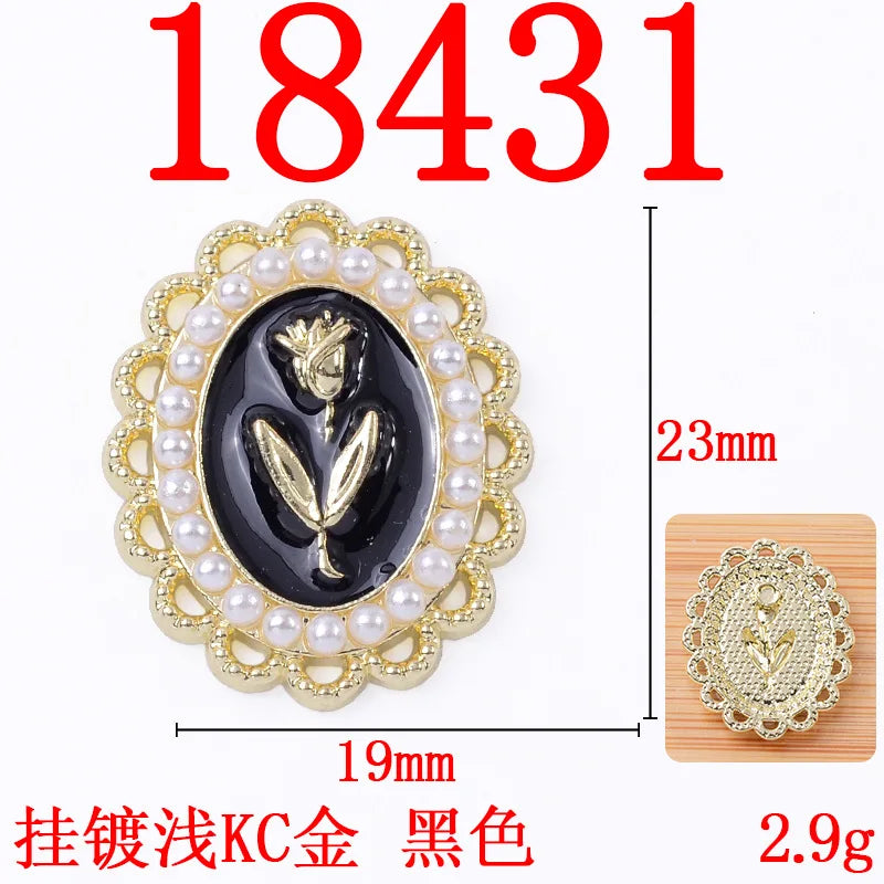 100Pcs sets Kong literary rose branches dripping oil oval flower plate crystal buckle accessories DIY shoes clothing materials
