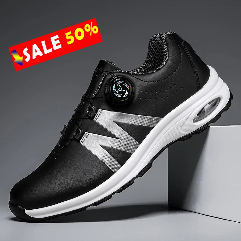 Golf Shoes Air Cushion Men Sports Running Driving Shoes Breathable Lightweight Comfortable Athletic Nonskid Rotating Sneakers