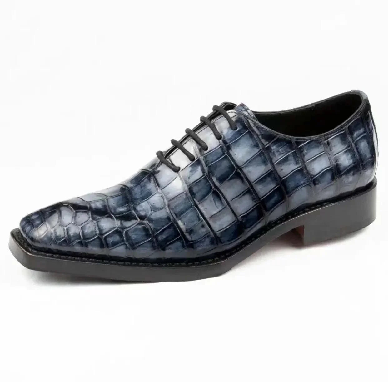 hulangzhishi new arrival men dress sheos male formal shoes men crocodile leather shoes brush color shoes for men leather sole