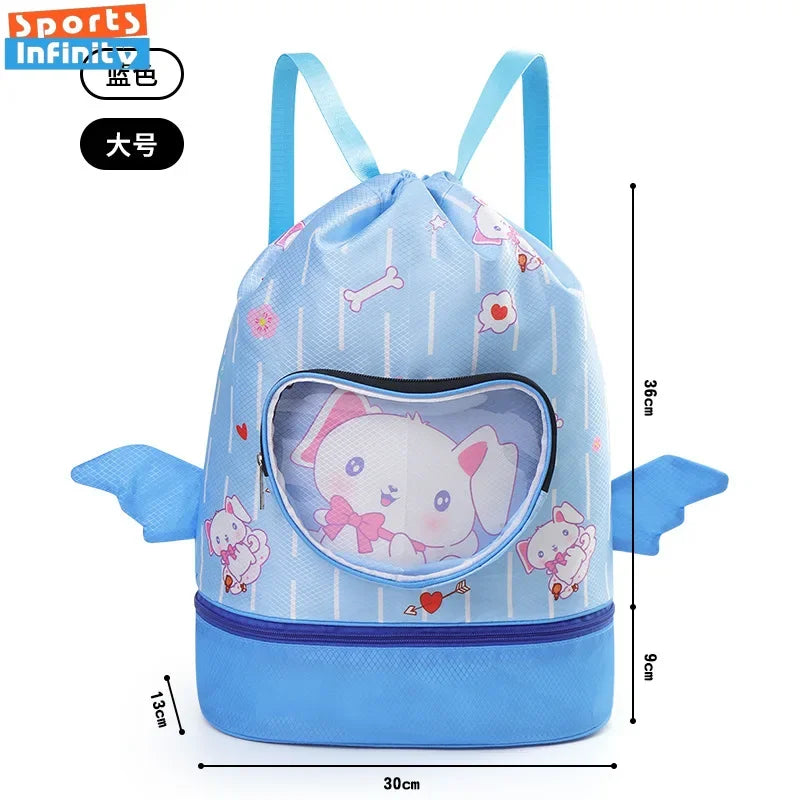 Children's Swimming Bag Dry Wet Separation Shoes Swimsuit Storage Bag Travel Bag Cartoon Beach Backpack Waterproof Swimming Bags