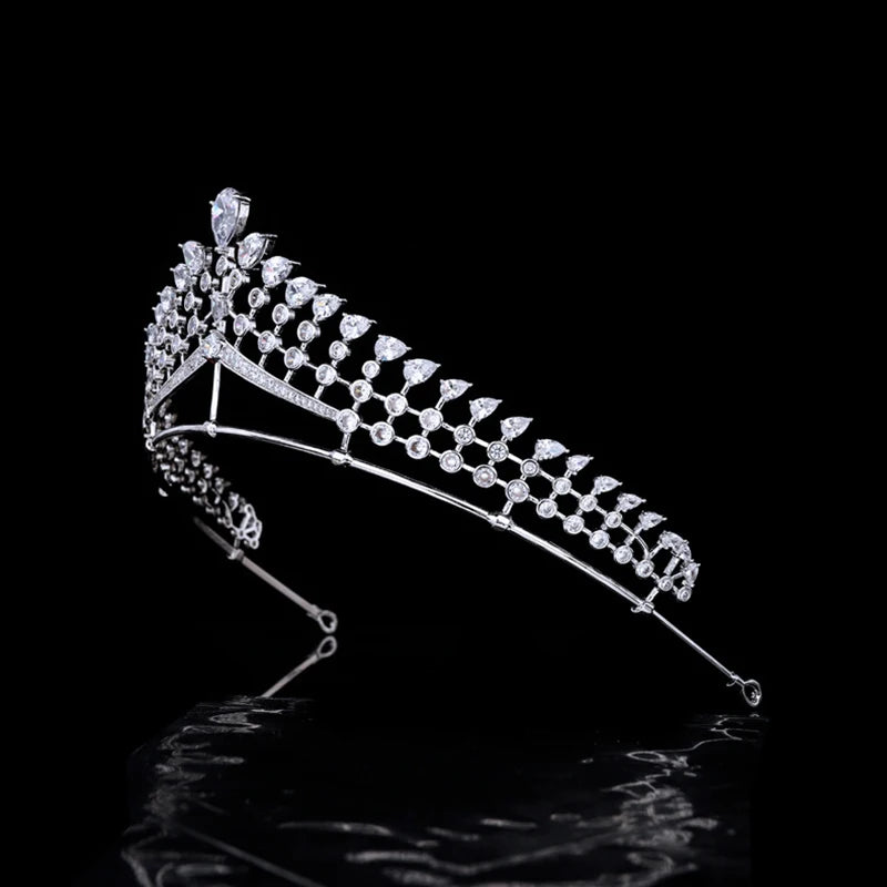 Himstory Eman Jordan Princess Tiaras Bride Wedding Zircon Hair Crown Girls Simple Queen Headpiece Accessories