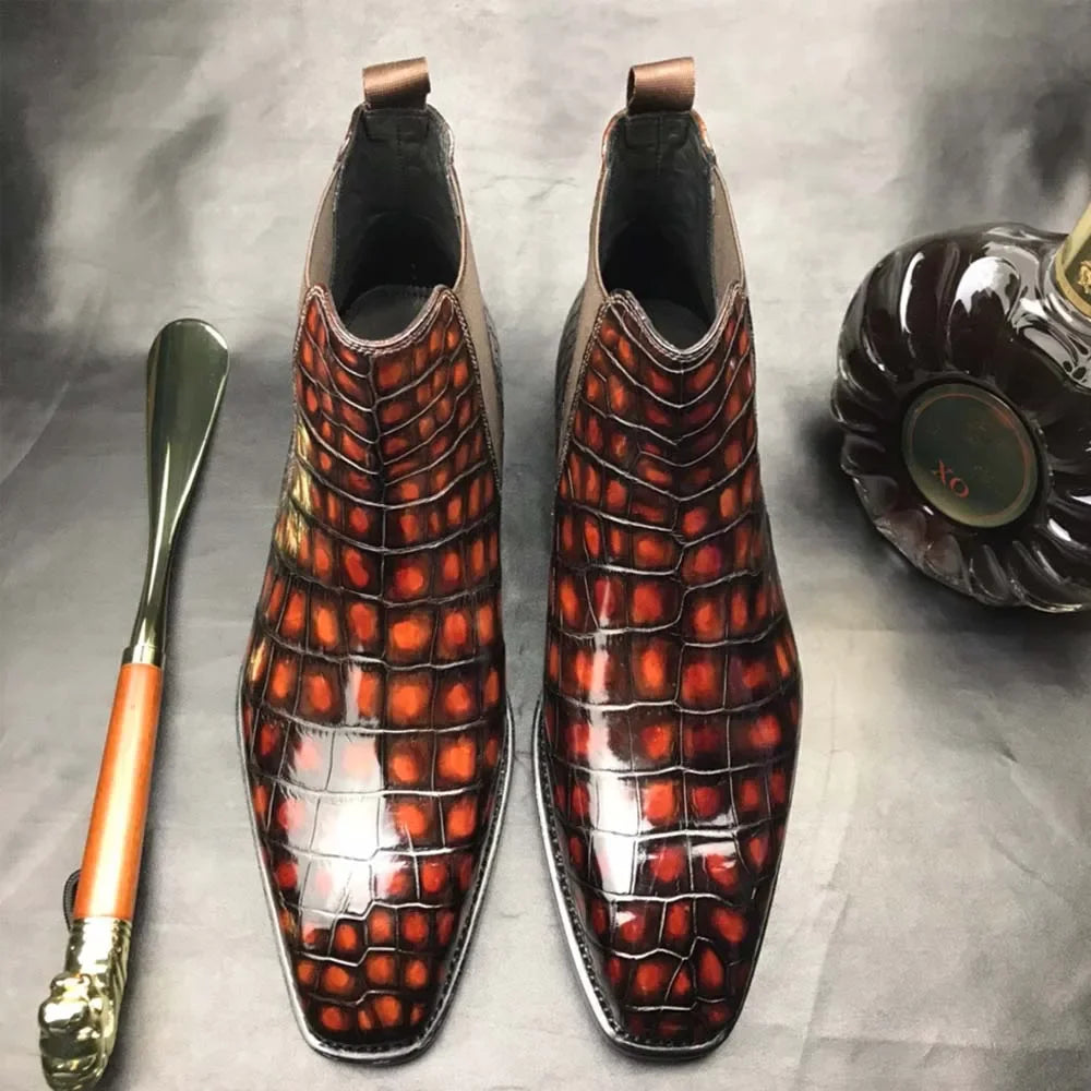 chue new style men boots men crocodile shoes