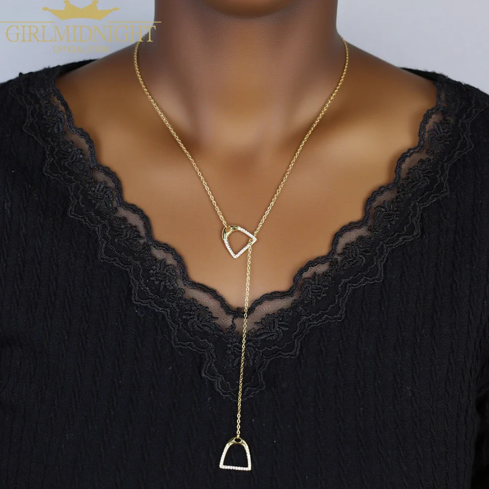 2025 New Double Horse Hoof Pendant Necklace 925 Sterling Silver Necklace Snaffle Bit Horse Shoe Charm Women Fashion Jewelry