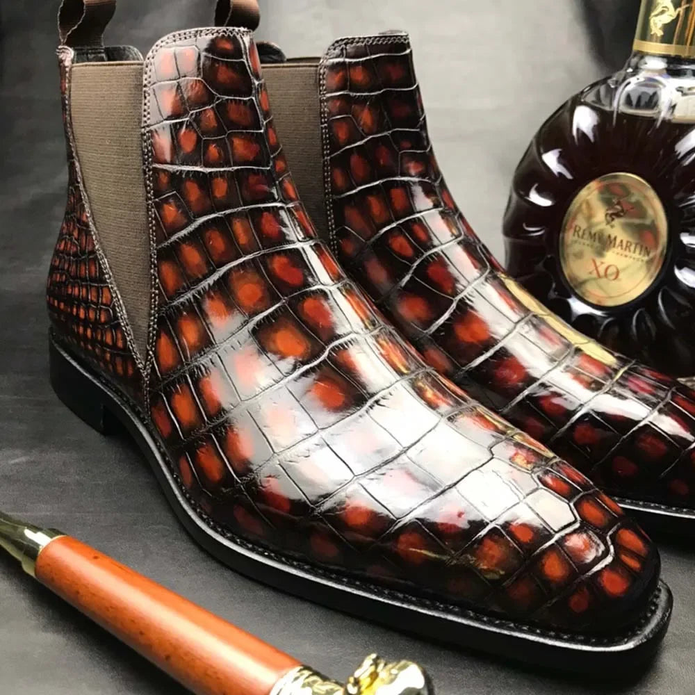 chue new style men boots men crocodile shoes