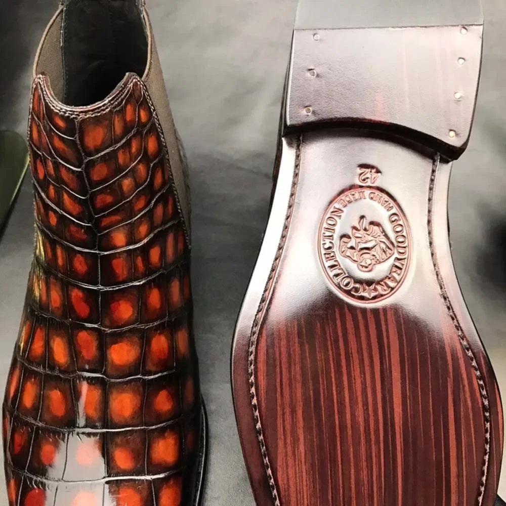 chue new style men boots men crocodile shoes