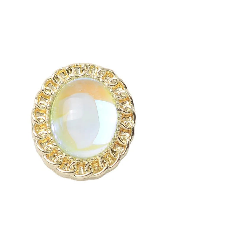 100Pcs sets inlaid with mocha color, gemstone resin, beauty head, flower plate, crystal buckle, DIY shoes and clothing oval