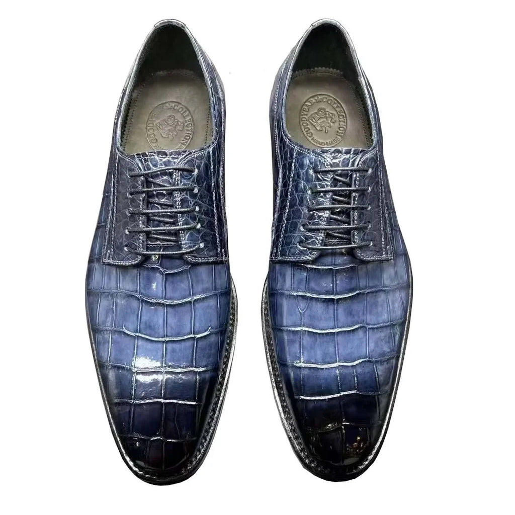 chue men fromal men crocodile shoes blue male