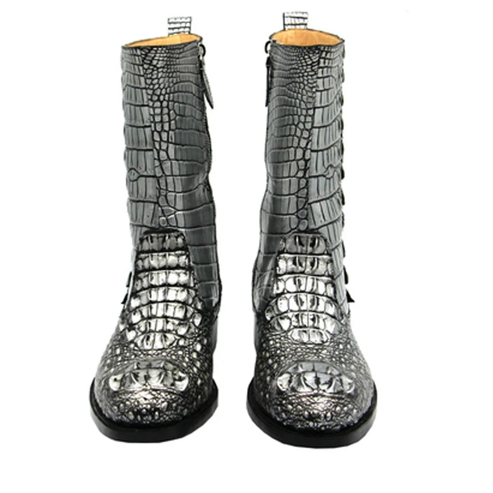 hulangzhishi crocodile Men boots Men shoes Pure manual male crocodile boots winter men boots