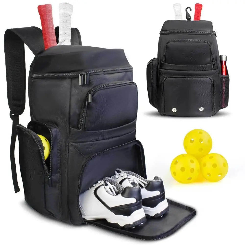 Large Capacity Pickleball Backpack with Shoe Compartment Waterproof Pickleball Paddle Bag Breathable Pickleball Shoulder Bag