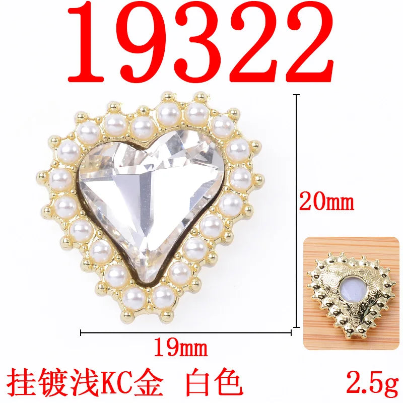 100Pcs sets flower plate crystal buckle pearl crooked peach heart inlaid with love crystal hair shoes and clothing direct supply