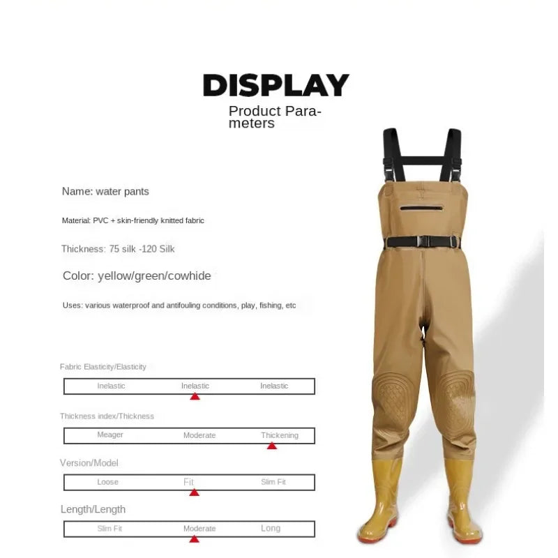 Thickened Underwater Pants Rain Pants with Rain Shoes Full Body One-piece Waterproof Clothing Catching The Sea Equipment