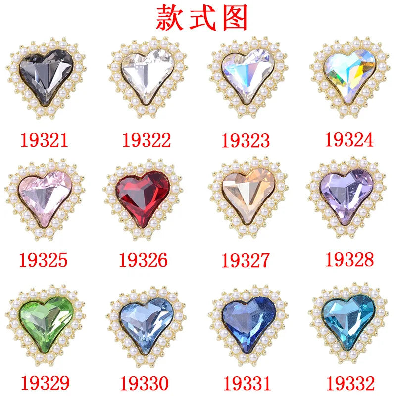 100Pcs sets flower plate crystal buckle pearl crooked peach heart inlaid with love crystal hair shoes and clothing direct supply