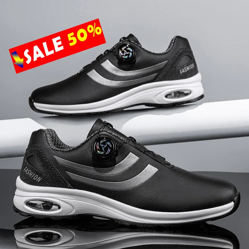 Golf Shoes Air Cushion Men Sports Running Driving Shoes Breathable Lightweight Comfortable Athletic Nonskid Rotating Sneakers