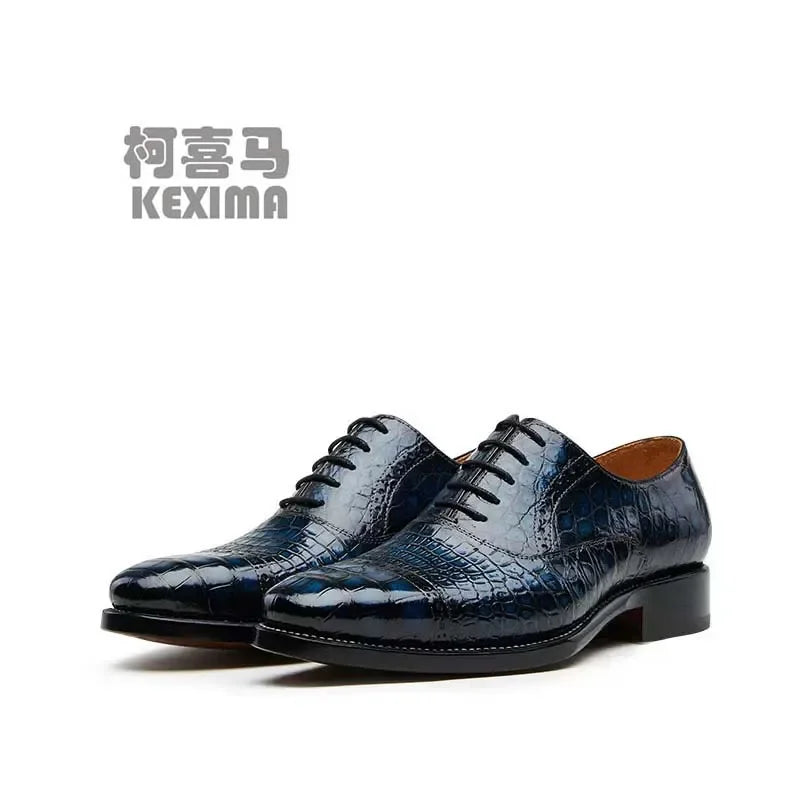 CWV new business men lace-up crocodile leather office party Leather soles Men crocodile shoes