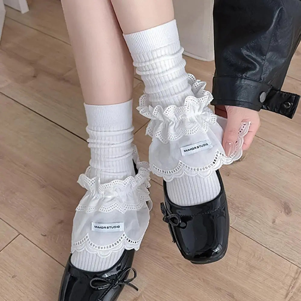 Summer Ins Tied Band Socks Pile Up Socks Girls Sweet Leg Warmer Women Lace-up Lolita Socks Shoe Charms Heap Sock Boot Cuffs Hot