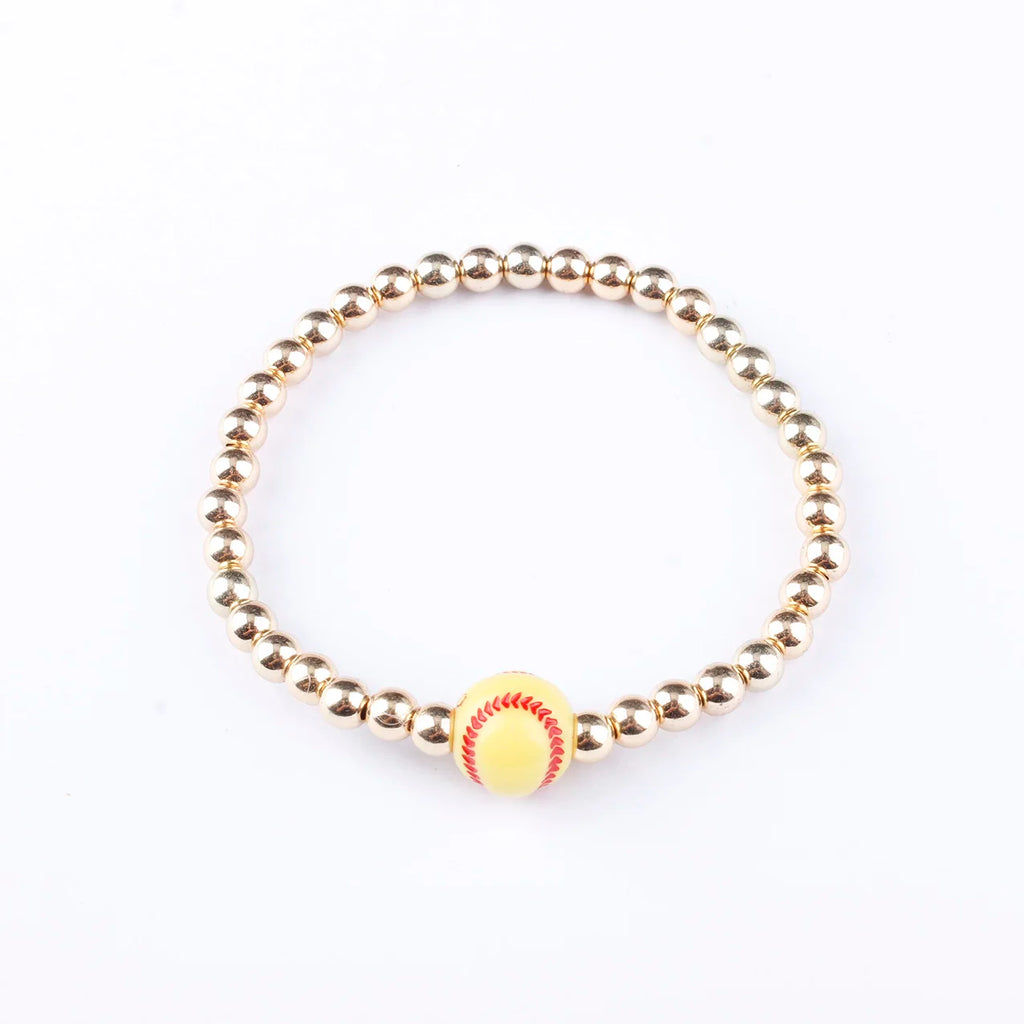 100 Piece Softball Baseball Football Basketball Charm Gold Beads Bracelets for Women Fashion Jewelry Gift