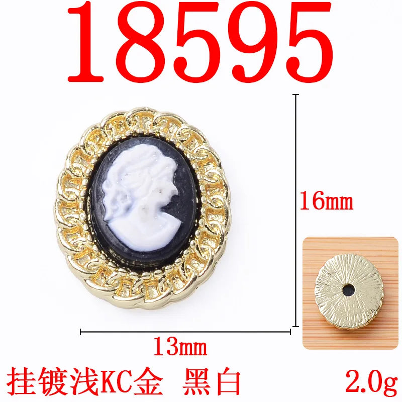 100Pcs sets inlaid with mocha color, gemstone resin, beauty head, flower plate, crystal buckle, DIY shoes and clothing oval